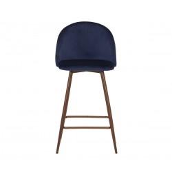 Banco alto Jonotla velvet pata nogal - Azul marino