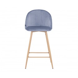 Banco alto Jonotla velvet pata natural - Gris oscuro