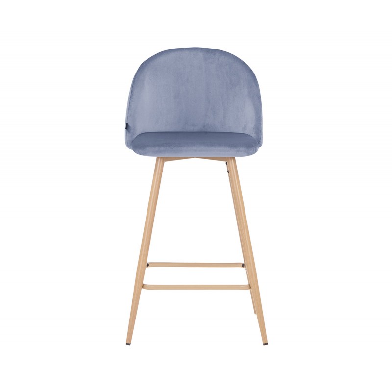 Banco alto Jonotla velvet pata natural - Gris oscuro