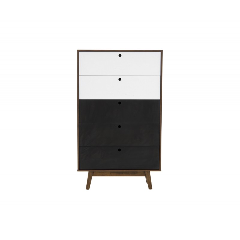 Semanario Evo nogal 5 cajones - Negro