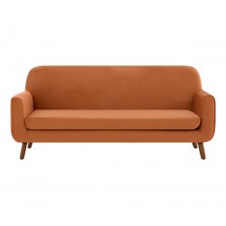 Sofá 3 cuerpos Jitotol cuerpos terciopelo pata Nogal - Naranja