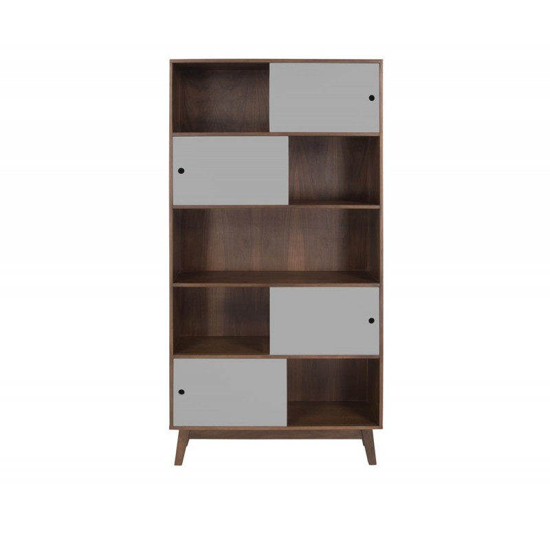 Librero Evo nogal - Gris claro