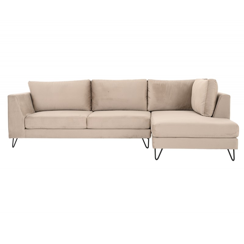 Sala esquinera derecha Yoco terciopelo pata negra - Taupe