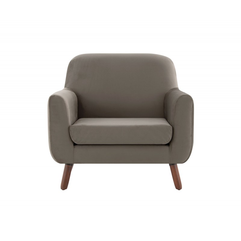 Sillón Jitotol terciopelo pata Nogal - Taupe