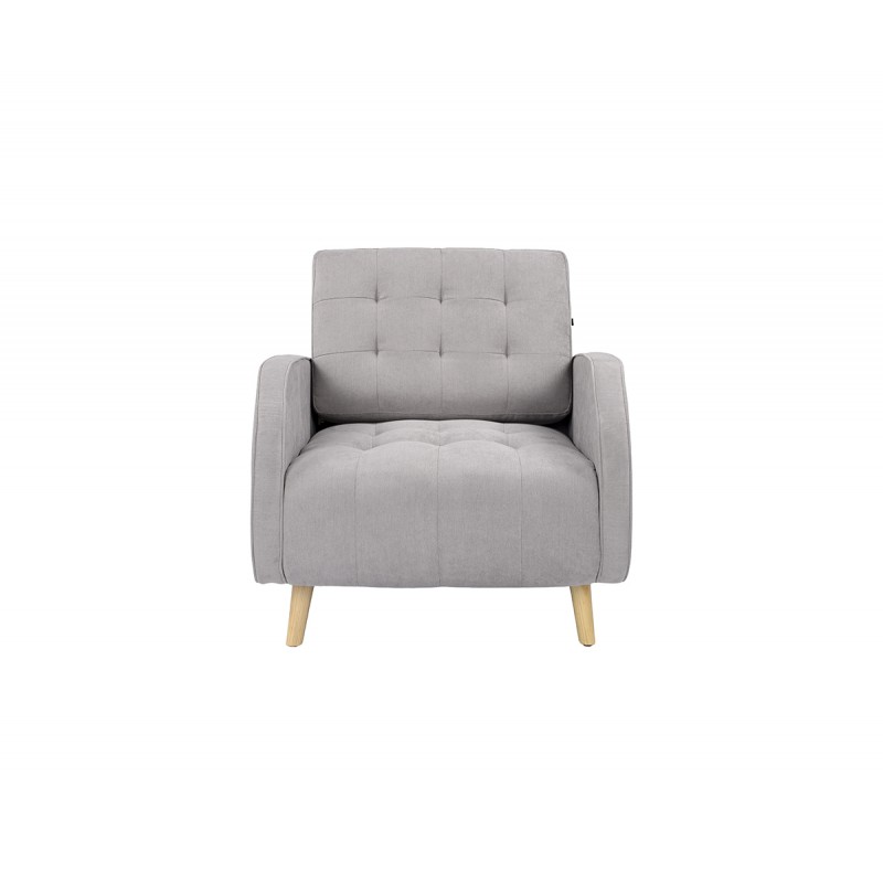 Sillón Dominó pata encino - Gris claro