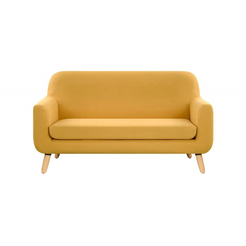 Sofá Jitotol 2 cuerpos pata encino - Amarillo